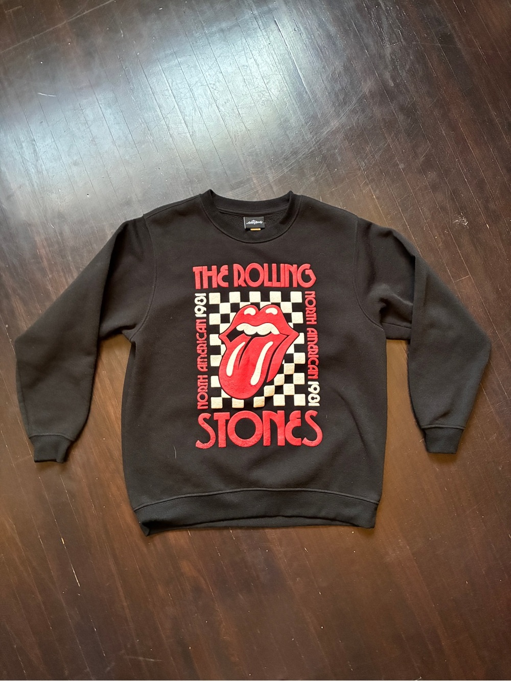 Rolling Stones Black Crewneck Sweatshirt with Red Graphic, size small